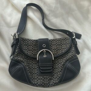 Coach Mini Soho Black Canvas Signature Shoulder Bag